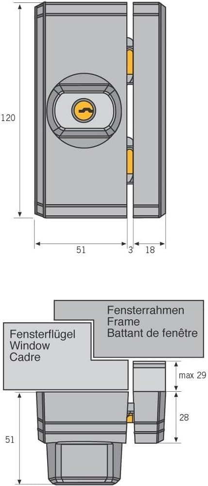  ABUS FTS96 Window Lock With Rotary Button Locking Mechanism, Different Locking - Security Level 10 - 11197 - Brown