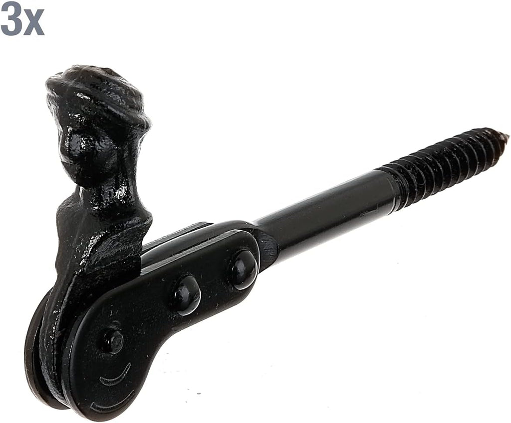  Alberts 307486 Shepherdess Head Shutter Stop | Screw Or Seal | Black Lacquered | 126.5 Mm | Set Of 3 Pieces
