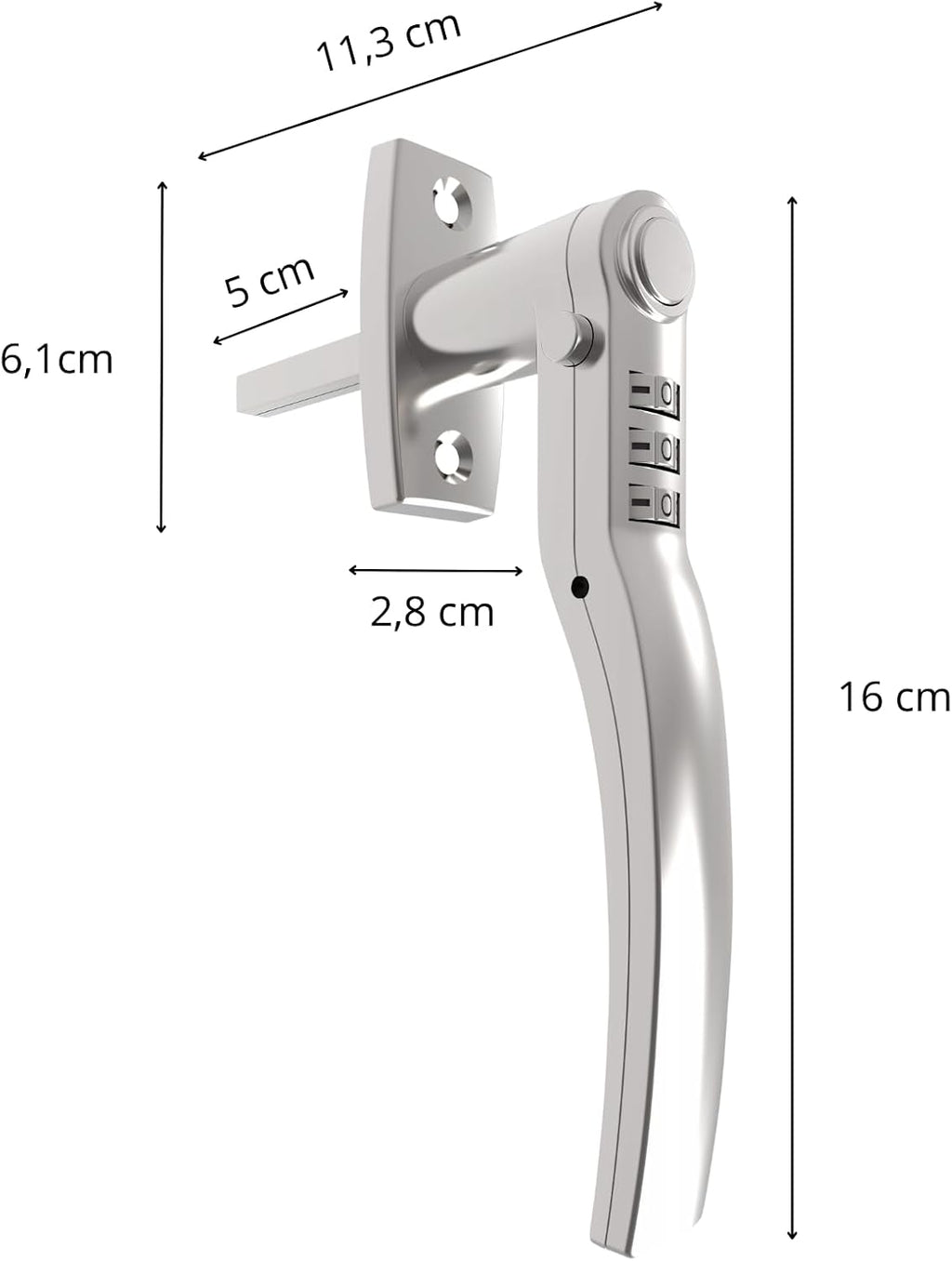  HOME It Universal Window Handle With Code - Keyless Security - For Windows & Doors - Right/Left Installation - Heavy Duty Zinc Alloy - Satin Finish
