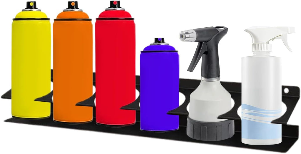  Générique Spray Bottle Holder Wall Mount - 6 Slots Can Hanger | Space-Saving Wall-Mounted Spray Can Organizer With Design, Garage, Trailer, Auto Shop, Home, Mobile Service, Or Truck Storage Solution
