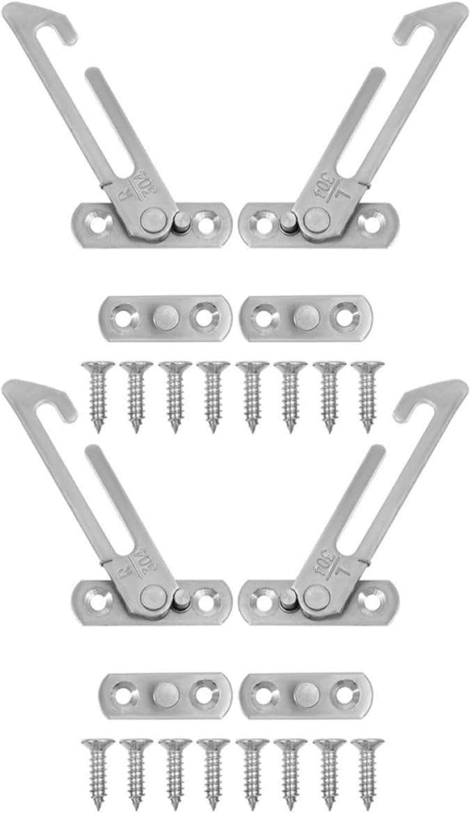  Artibetter 4 Pièces Limiteur De Sécurité D'angle D'ouverture En Acier Inoxydable Argenté, Bloque Fenêtre Coulissante Réutilisable Friction Renforcée Pour Sécurité Garçon Et Filles