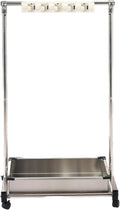 GENERIC Support De Balai Mobile, égouttoir à Balais Sur Pied En Acier Inoxydable, Chariot à Outils De Nettoyage Avec Crochets Pour écoles Et Restaurants, Argent, 68 X 51 X 109 Cm, A