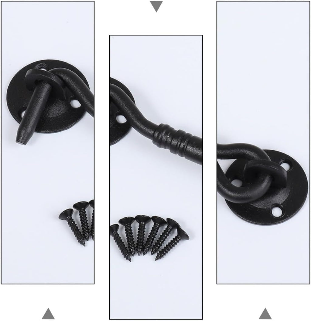  OUNONA Loquet à Crochet En Acier Inoxydable Mat Noir Serrure De Sécurité Pour Porte De Grange Et Fenêtre Verrouillage Solide Pour Portail Coulissant Quincaillerie De Fenêtre