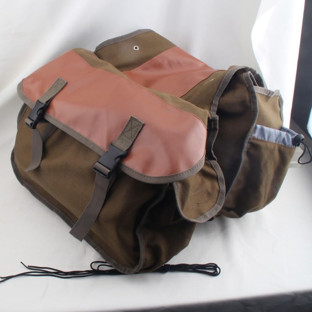  Grand Sac En Toile Avec Bordure En Cuir Pour Sacoches Arrière Compatible Avec Vélos électriques De Route, Montagne, Pour Les Trajets Et Le Shopping, Vert (camel)