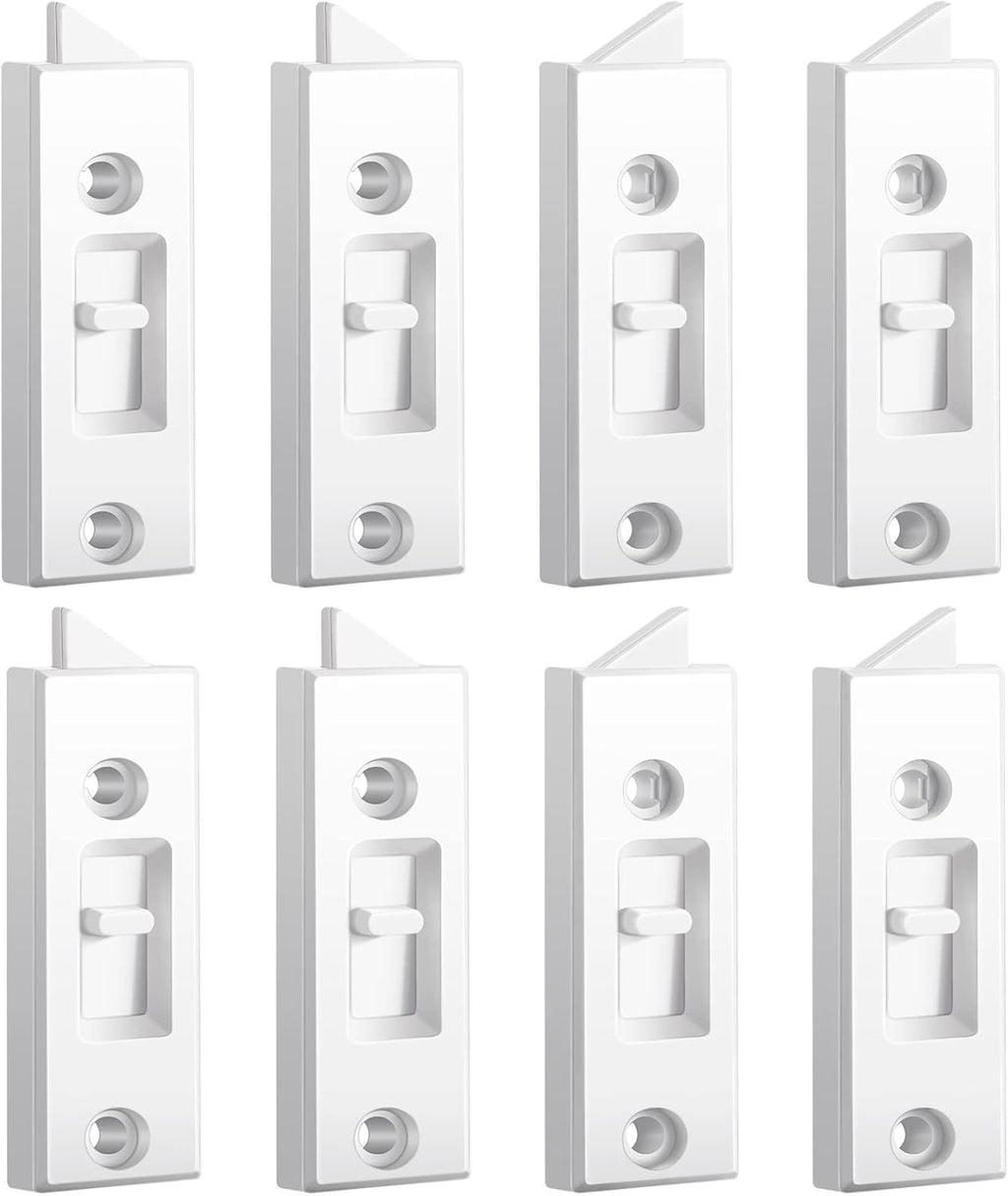  Lot De 8 Loquets De Fenêtre Et Quincaillerie De Fenêtre En Plastique Blanc, à Ressort, Espacement Entre Les Trous De 5,1 Cm