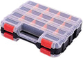 Boîte De Rangement Pour Petites Pièces, Boîte à Vis, Boîte D'assortiment, Conception Double Face Avec 34 Compartiments Personnalisables Pour Clous, Rouge