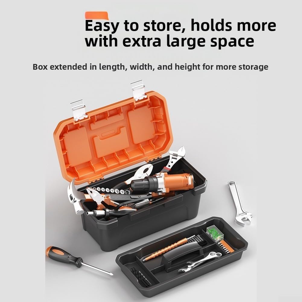  Boîte à Outils Double Couche Avec Structure Renforcée Et Bacs De Rangement Pour Ranger Les Outils Et Les Petites Pièces Dans Divers Environnements De Travail (48,3 Cm)
