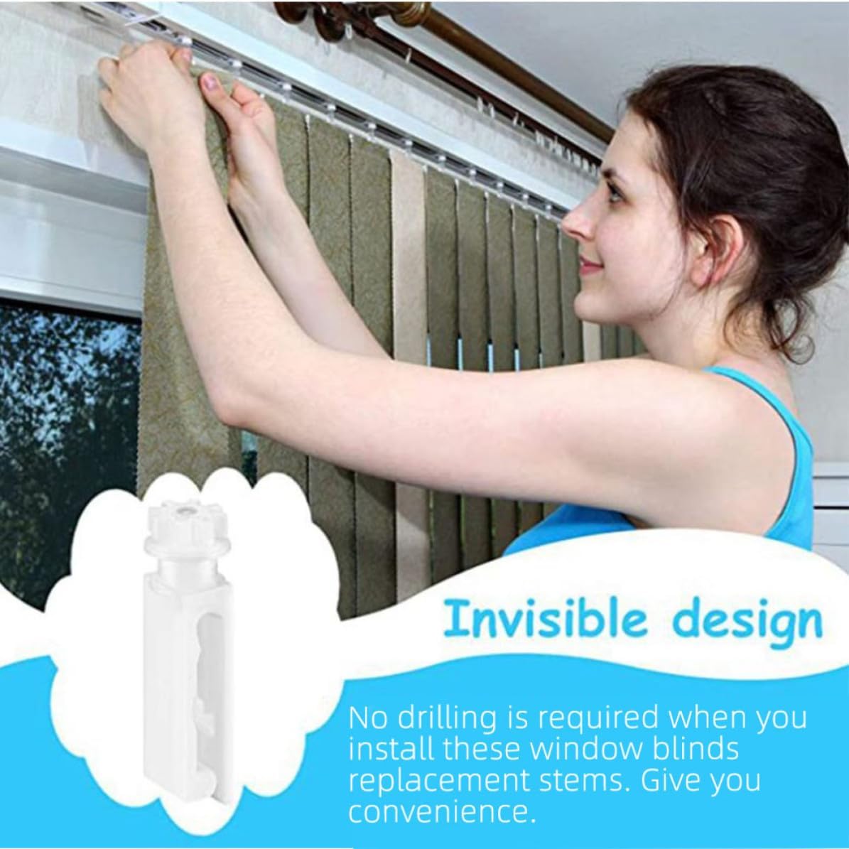  Artibetter 12 Pièces De Languettes Transparentes En PVC Pour Stores Verticaux, Kit De Réparation Facile Sans Perçage, Design Minimaliste Pour Volets Et Stores De Fenêtre