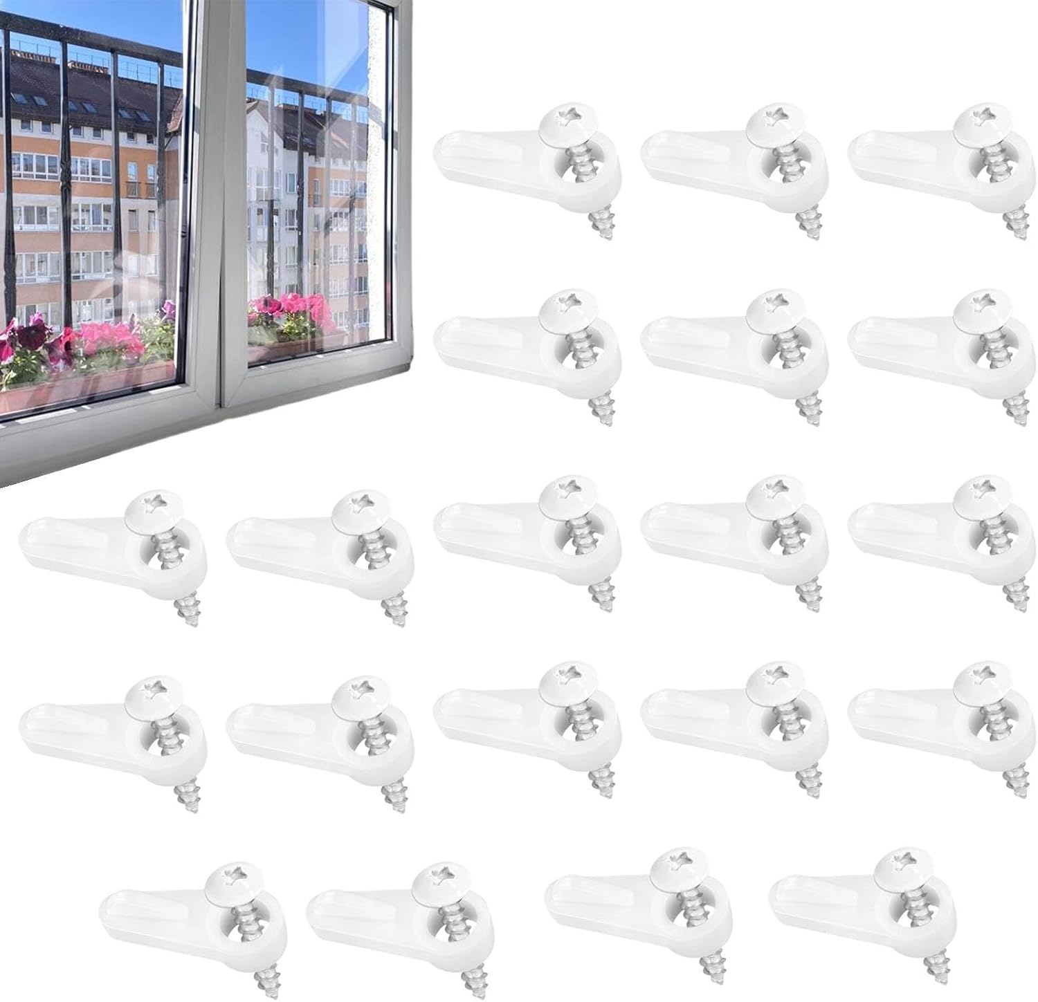  Clips Fixation Moustiquaire,20 Pièces Quincaillerie Fixation Moustiquaire Avec Vis - Clips Sécurisés Pour Contre-fenêtre - Pour Maison Appartement Dortoir Salon Chambre Bureau Cuisine Salle De Bain
