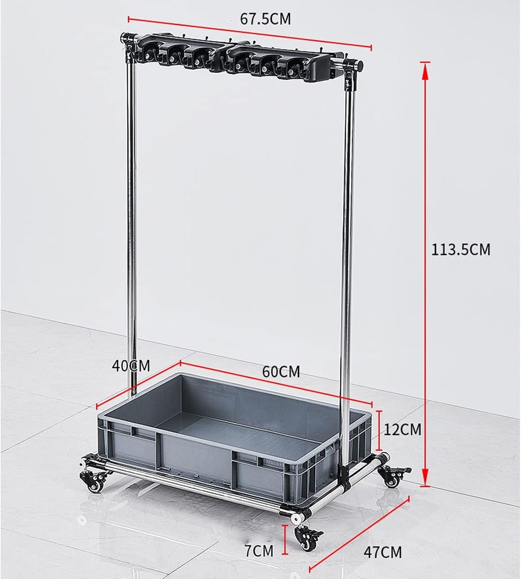 GENERIC Support De Balai à Franges Sur Pied, Chariot à Outils De Nettoyage, Support De Rangement Pour Outils De Jardin, Armoire De Rangement Mobile (Taille : 5 à 6)