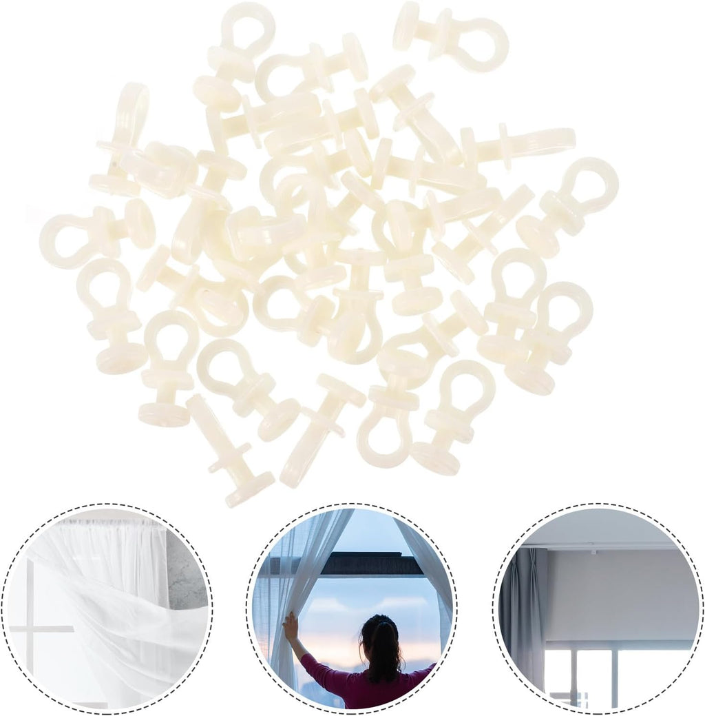  Angoily Lot De 100 Set De Poulies De Rideau En Plastique Beige Silencieuses Rouleaux Pour Rail De Rideau Accessoires De Quincaillerie Pour Fenêtres Adaptés à Usage Domestique Et