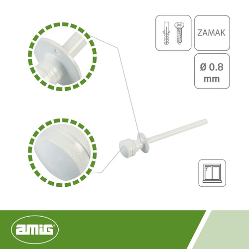  Amig - Goupille De Verrouillage Pour Fenêtres Courroies En Bois Ou Aluminium Mod.40 | Convient Pour Sécuriser Les Stores | Fermeture De Sécurité Zamak Finition Blanche | Dimensions : Ø 30 X 152 Mm