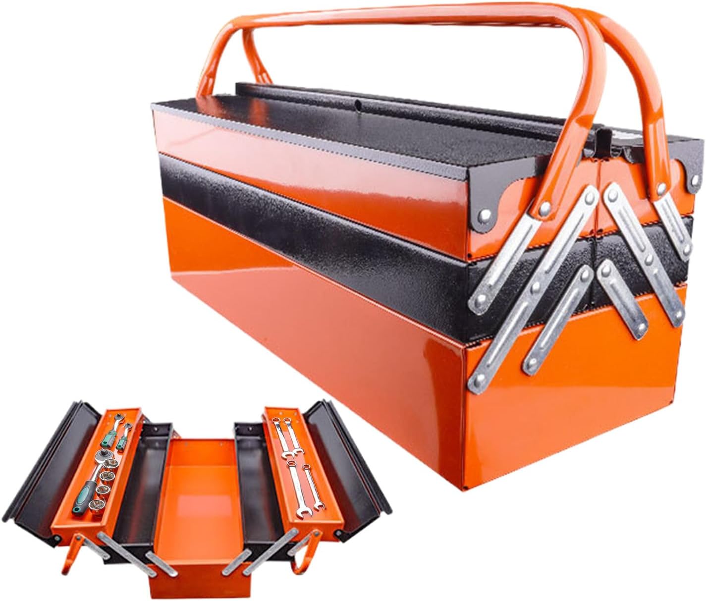  Boîte à Outils, Boîte à Outils Pliable, Corps Pliable Résistant à La Rouille, Système De Compartiments à Plusieurs Niveaux, Solution D'organisation Pour Bureaux, Garage Et Projets Domestiques