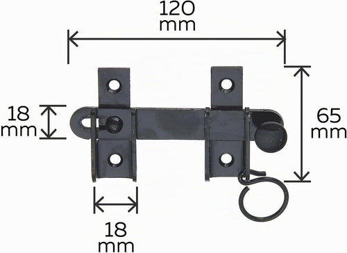  Alberts 307653 Flap Closure | With Stop | Black Lacquered | Size 120 X 65 Mm