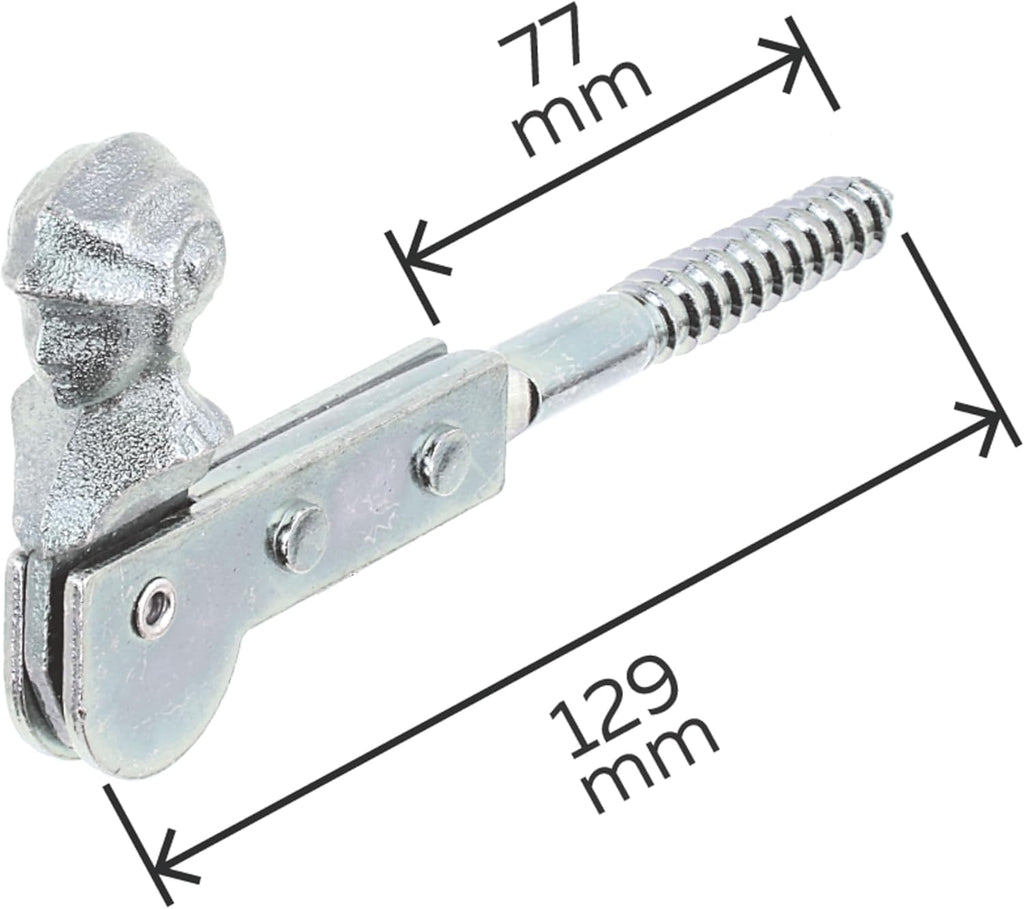  Alberts 845469 Shutter Stop | Shepherdess Head, Screw-On | Electro-Galvanized, Passivated Thick Film | 129 Mm | Kit Of 10
