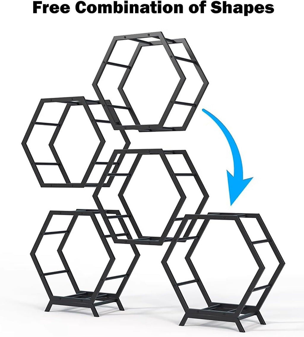  Générique Présentoir Multi-Jantes Robuste, Support De Rangement Hexagonal Empilable Pour Pneus, étagères Pour Roues De Véhicule, Montage Facile (3+2) Pour L'organisation Du Garage à Domicile.