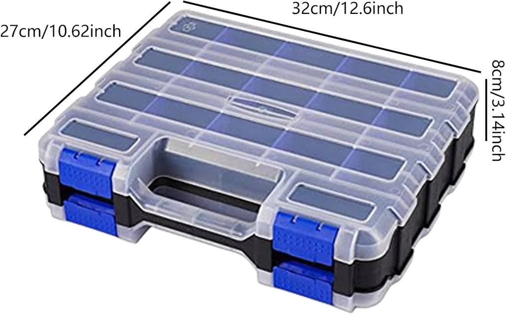  Boîte De Rangement à Outils 34 Compartiments Double Face Avec Séparateur Amovible Pour Petites Pièces