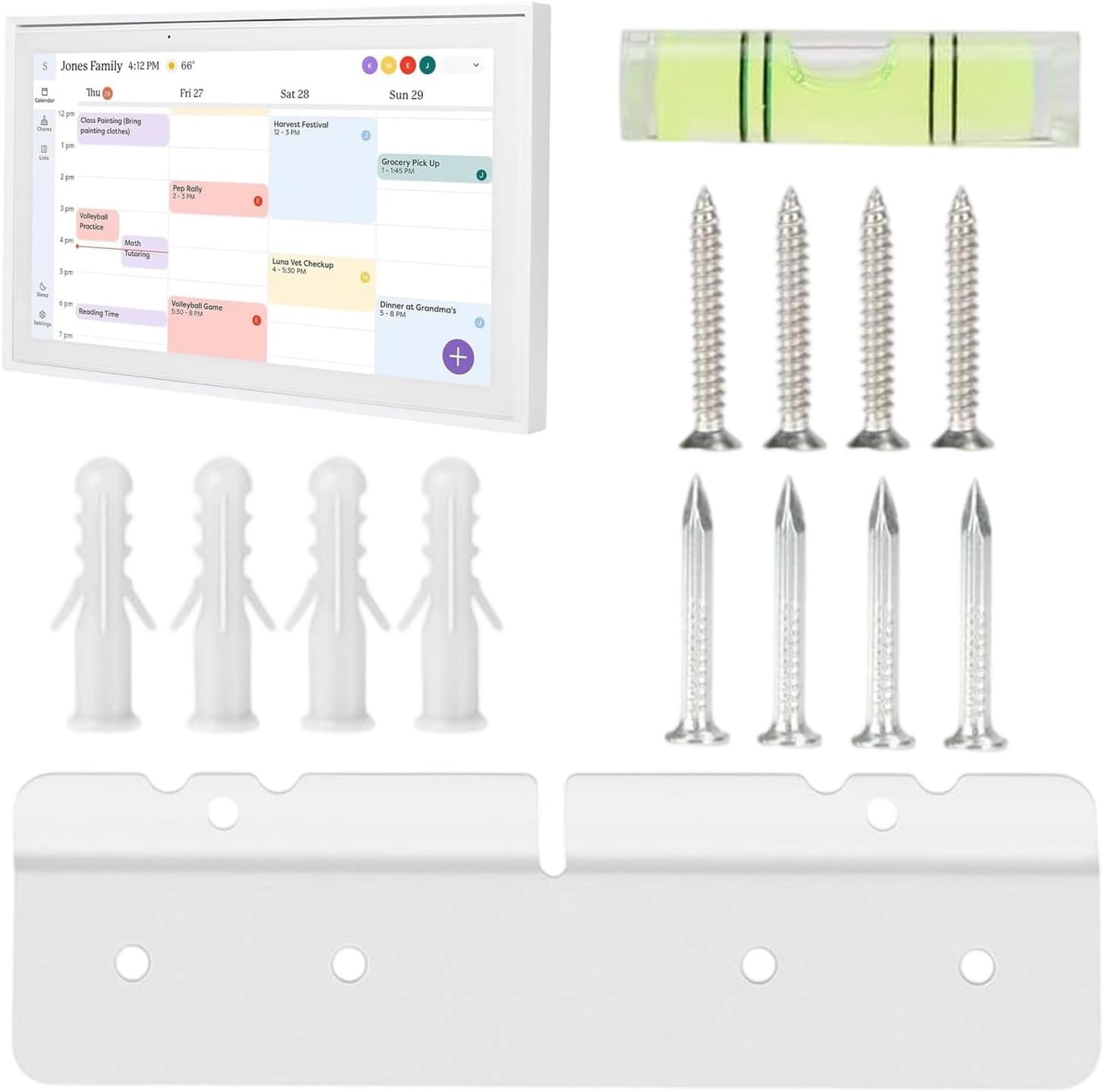  Affichage Du Calendrier Numérique Intelligent, Support De Montage à écran Tactile, Tableau De Calendrier Monté Pour Réfrigérateur Mural, 6,5 X 1,77 Pouces Pour La Maison De Cuisine De Cuisine De Burea