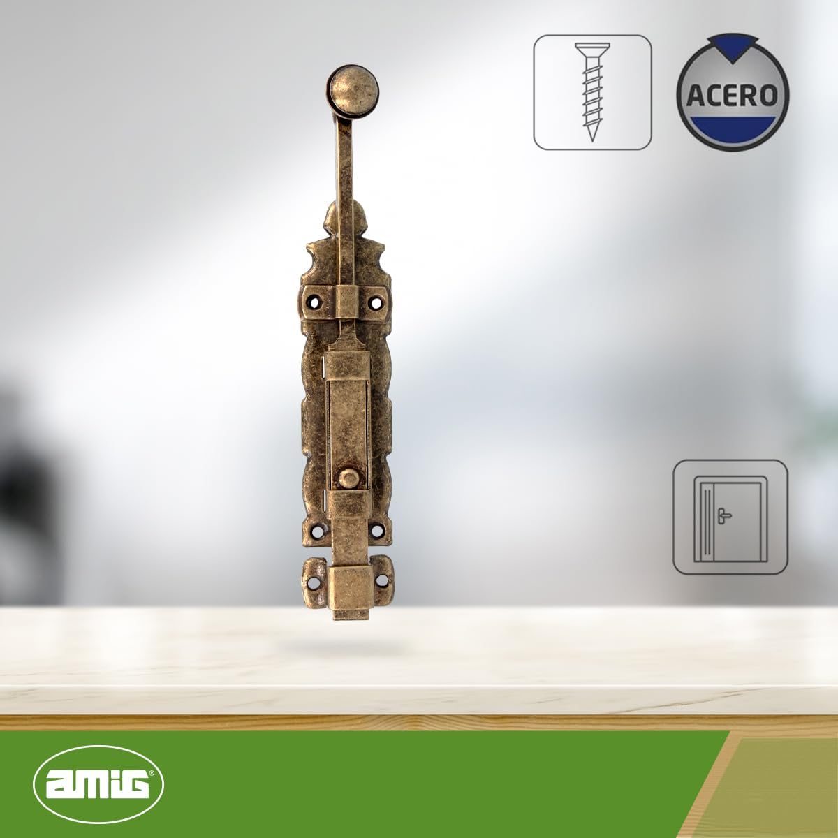  Amig - Loquet De Fenêtre - Modèle 411 - Acier Avec Tige En Zamak - 200 Mm - Largeur : 35 Mm - Idéal Pour Les Fenêtres