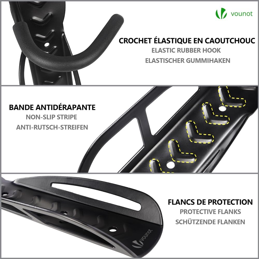  VOUNOT® Lot De 4 Support De Vélo Mural Crochet De Mur Pour Cintre De Vélo Idéal Pour Garage Maison Décoration Support Mural De Rangement Robuste En Forme L Noir