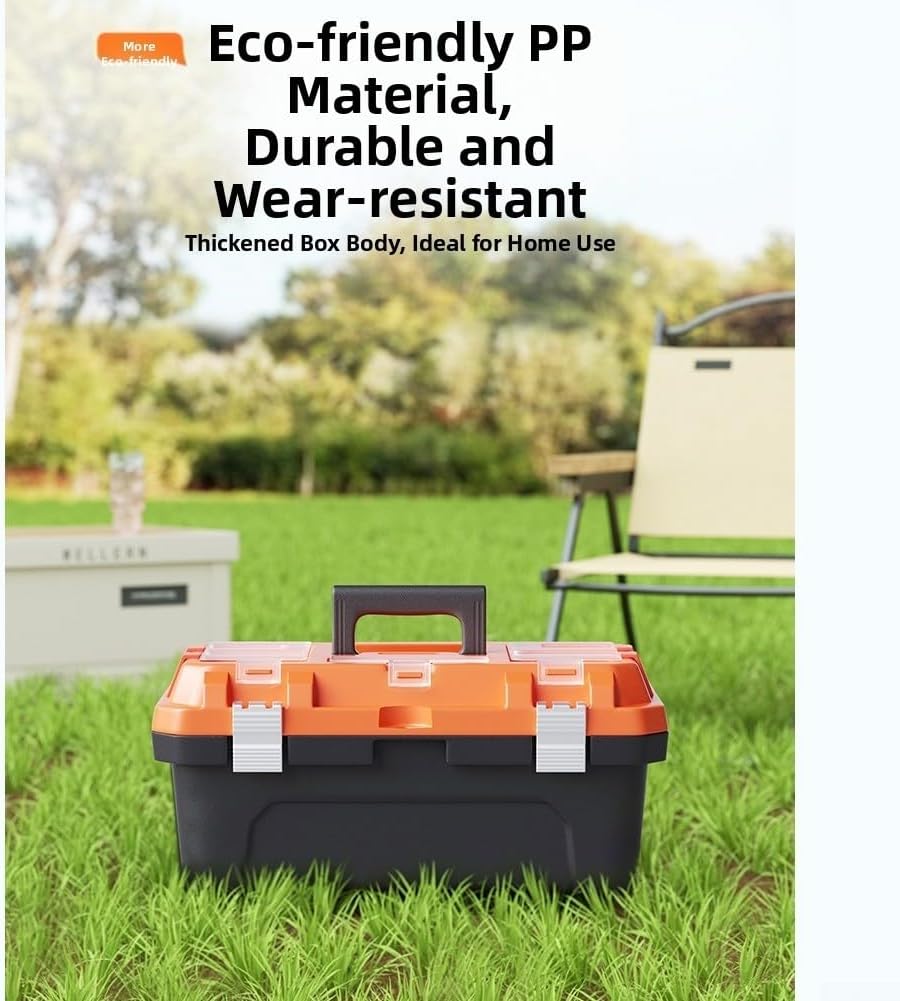  Boîte à Outils Double Couche Avec Nervures Renforcées Pour Le Rangement Et La Réparation Des Outils D'électricien, étui En Polypropylène Avec Bacs Pour Accessoires D'atelier à Domicile (48,3 Cm)