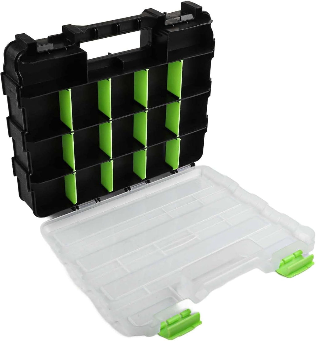  Entgoinggo Boîte De Rangement à Outils Double Face, Avec 34 Compartiments En Polypropylène, Avec Séparateurs Amovibles, Pour Vis, écrous, Boulons, Boîte Transparente, Avec Poignée, Pour Garage