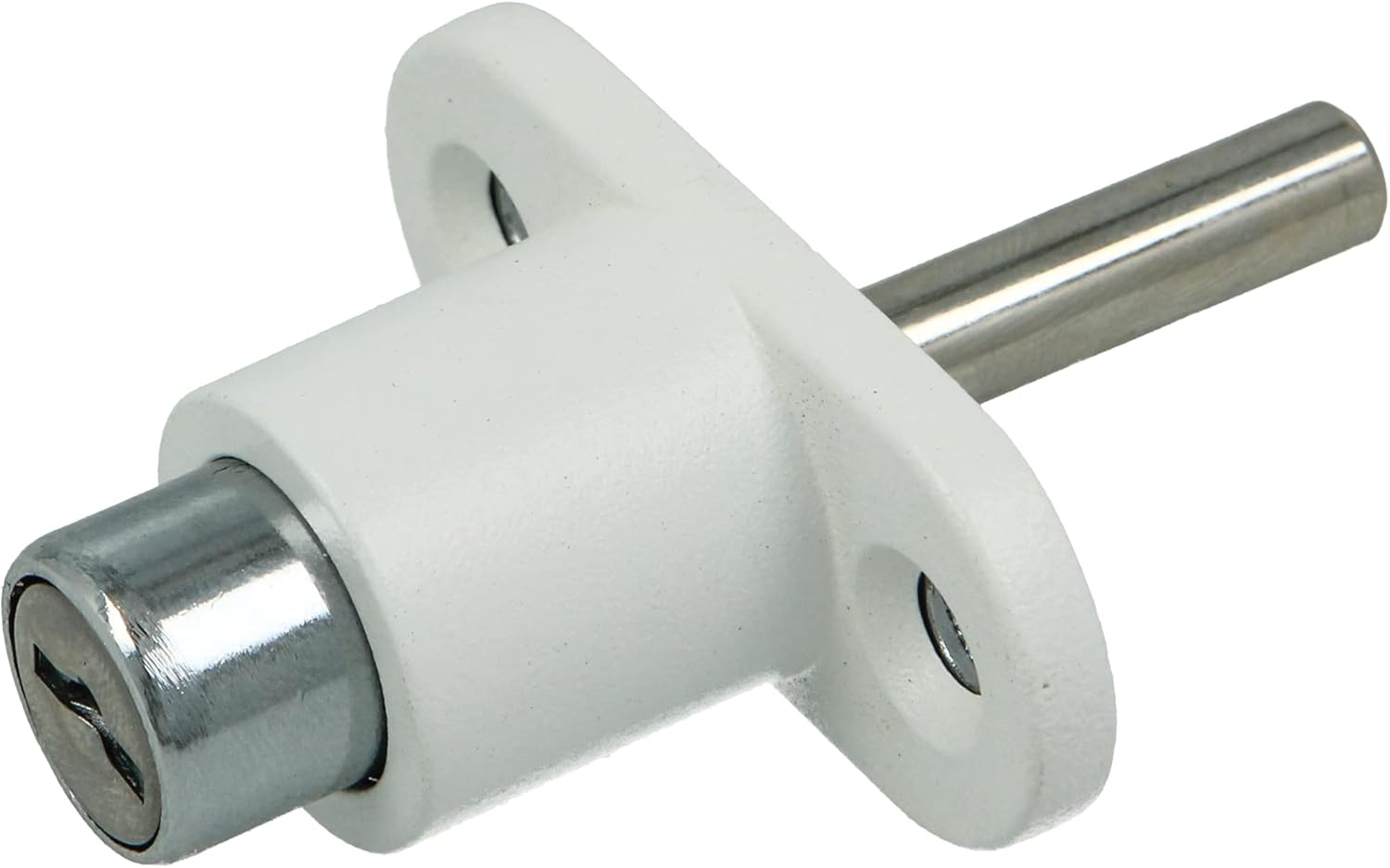  Amig - Security Lock For Sliding Windows Mod.45 | Zip Lock With 2 Keys + Lag Screws For Installation | Made Of Steel With White Finish | Dimensions: 53 X 23 Mm