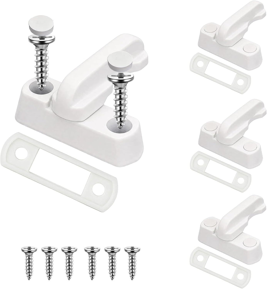  Lot De 4 Bloqueurs De Châssis Pour Fenêtres Et Portes UPVC/PVC, Blanc