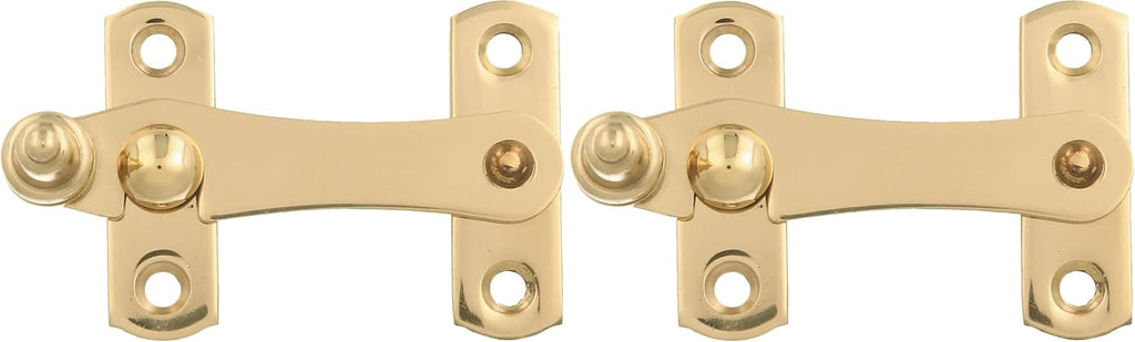  Amig - Golden Latch For Shutters With Reverse Hook Mod. 3 | 75 X 46 Mm | Polished Brass | Anti-Impact And Breakage Security Closure For Windows | Includes Screws