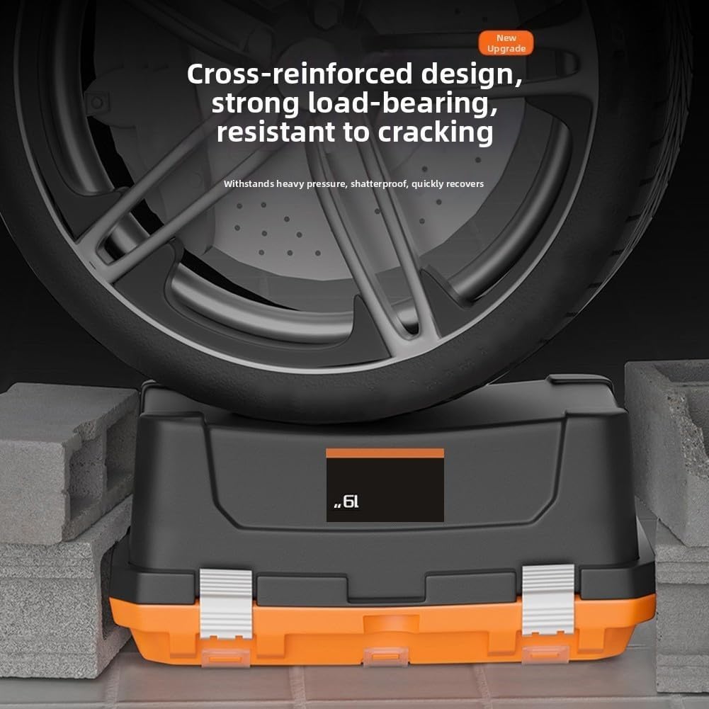  Boîte à Outils Double Couche Avec Nervures Renforcées Pour Le Rangement Et La Réparation Des Outils D'électricien, étui En Polypropylène Avec Bacs Pour Accessoires D'atelier à Domicile (48,3 Cm)
