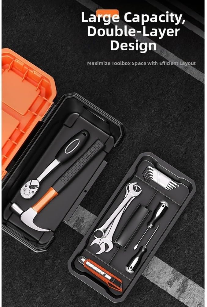  Boîte à Outils Double Couche Avec Structure Renforcée Et Bacs De Rangement Pour Ranger Les Outils Et Les Petites Pièces Dans Divers Environnements De Travail (48,3 Cm)