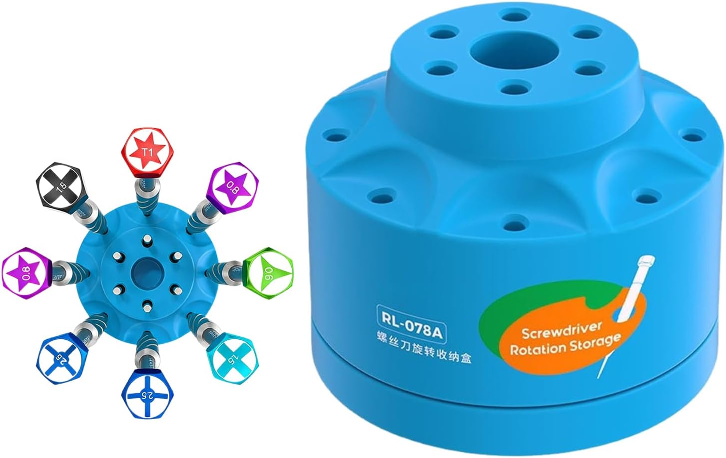  Generisch Organiseur De Tournevis | Boîte De Rangement Portable Rotative à 360 Degrés - Boîte De Rangement Compacte Pour établi, Bureau à Domicile, Station De Réparation, Atelier, Garage Et Abri De