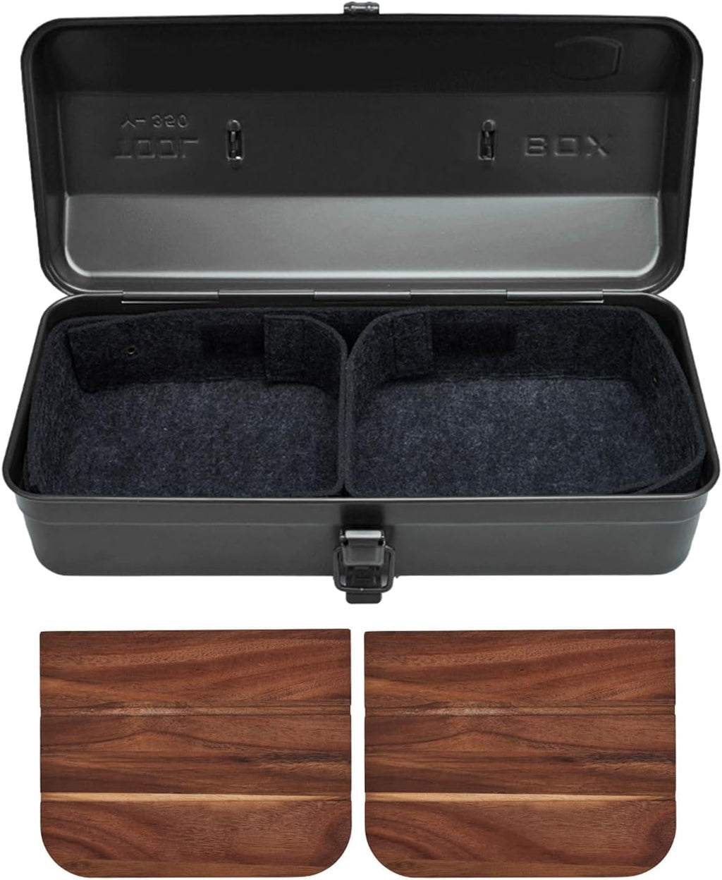  Boîte De Rangement En Métal Pour Outils De Camping - Convient Pour Le Camping - Avec Séparateurs Doublés En Feutre - Utilisation Intérieure Et Extérieure