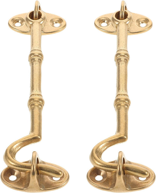  2 Pieces Heavy Duty Brass Door Latch Hook And Eye For Cabin Doors And Windows Wear Resistant And Easy To Install Hanging Hardware Lock