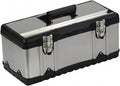  Coffret à Outils Boîte à Outils En Acier Inoxydable épais, Boîte De Rangement, Loquet Métal, Des Et Plateau Amovible, Poignée Antidérapante (4 Tailles)(Silver,Moyen)