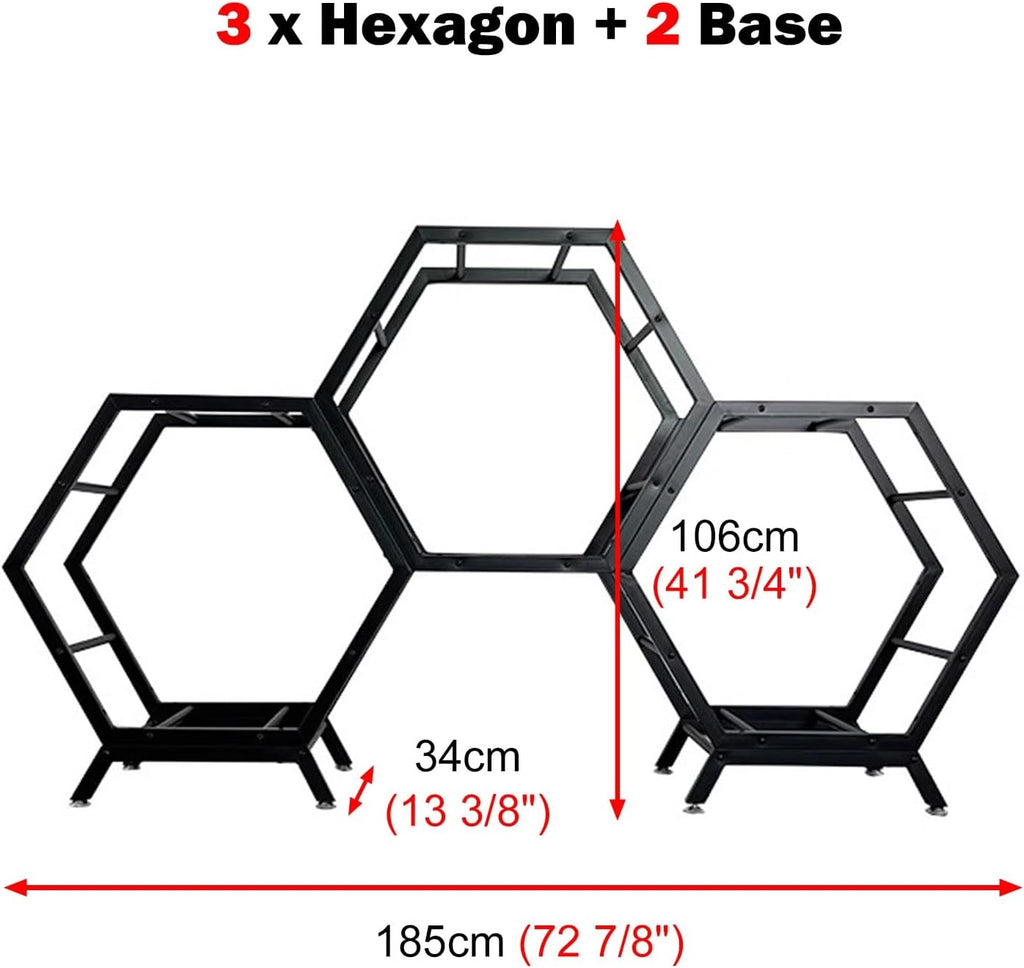  Générique Présentoir Multi-Jantes Robuste, Support De Rangement Hexagonal Empilable Pour Pneus, étagères Pour Roues De Véhicule, Montage Facile (3+2) Pour L'organisation Du Garage à Domicile.