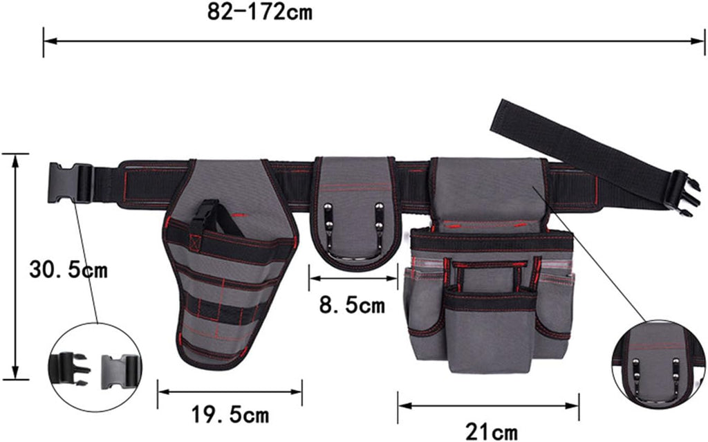  Sac à Outils Réglable Et Confortable - Multipoches De Rangement En Tissu 600D - Pour Les Travailleurs De La Construction De Jardin - Étanche