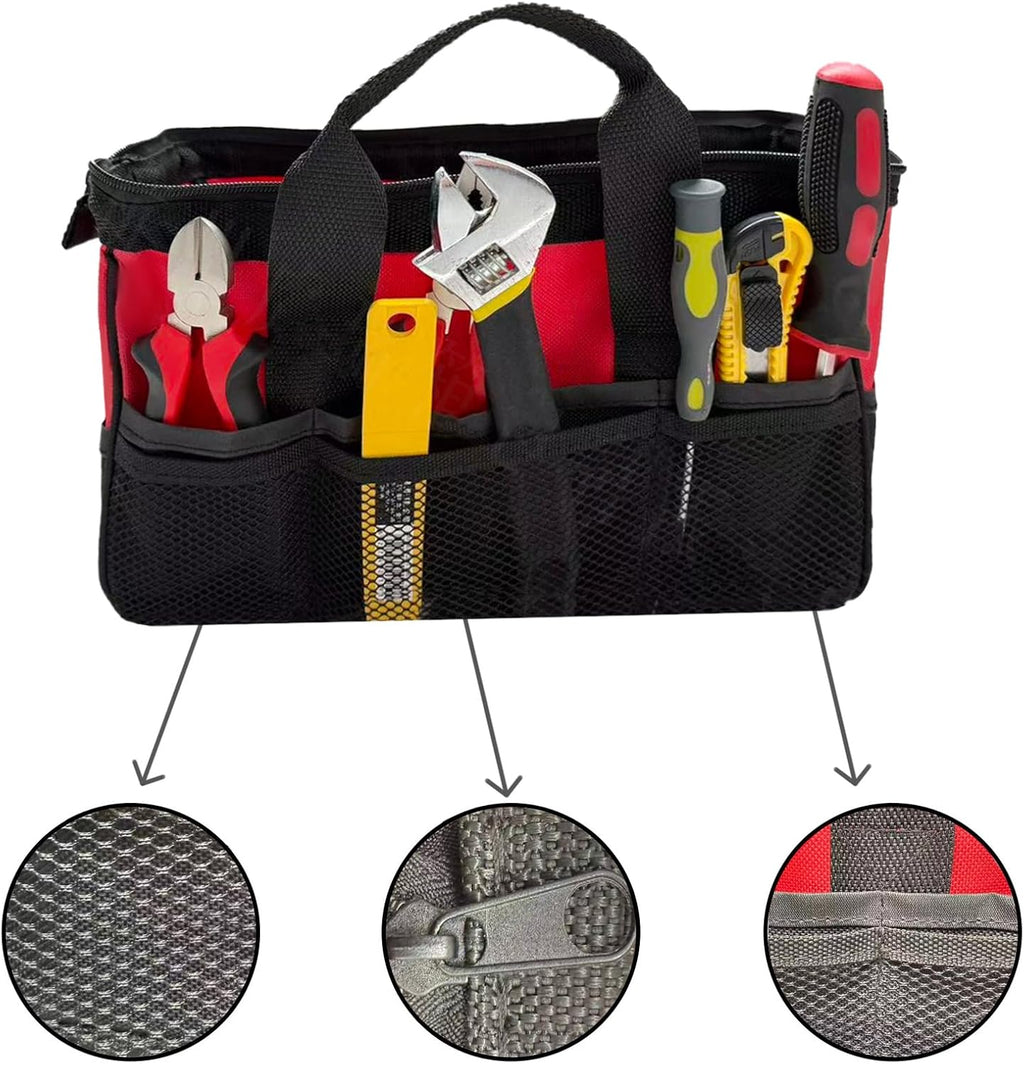  Sac De Rangement Pour Outils Industriels De Grande Capacité, Tissu Noir Renforcé, Bandoulière épaisse Pour Outils Professionnels