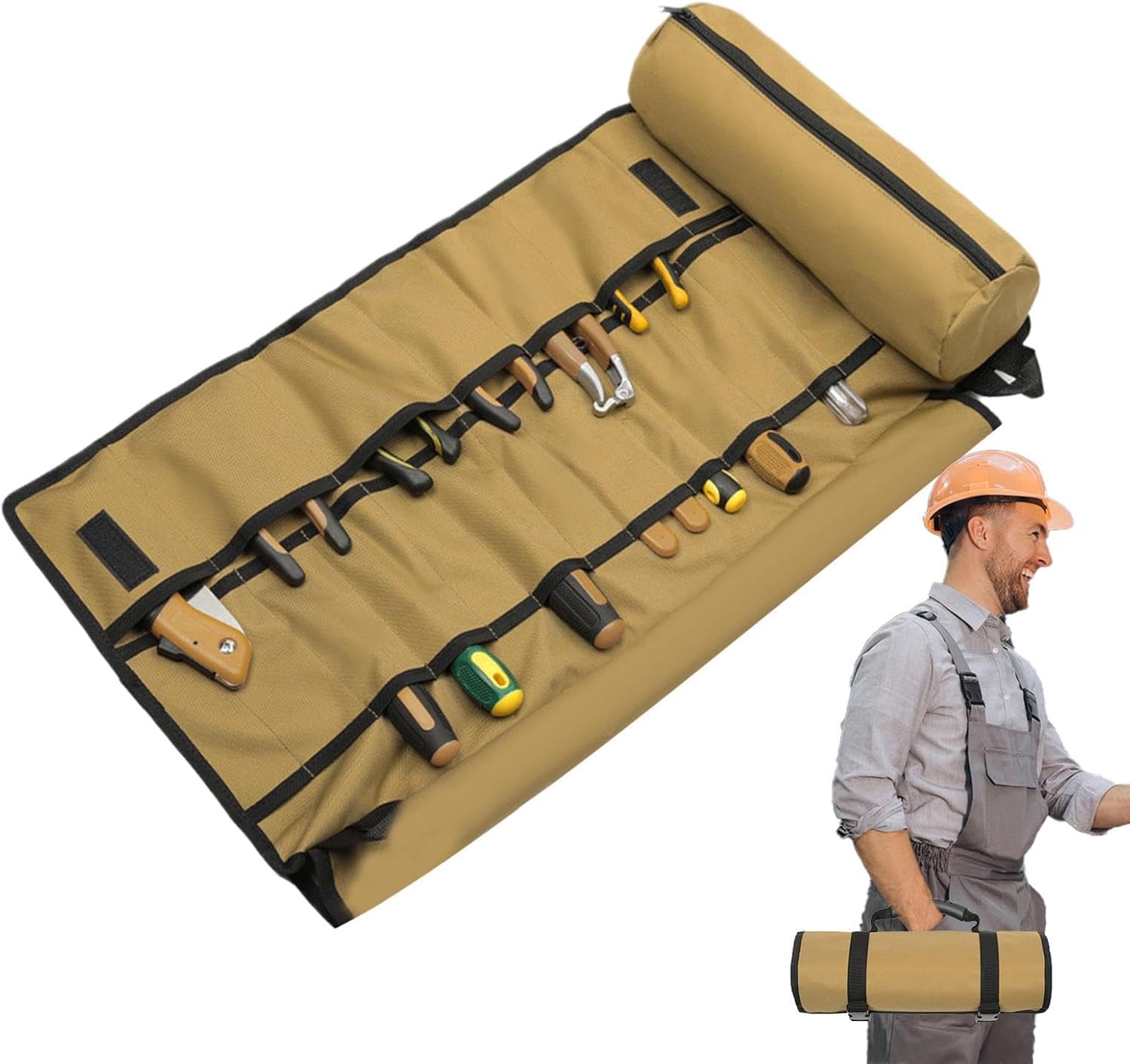  Sac à Outils Enroulable, Sac De Rangement Pliable Imperméable, étui De Transport épais Avec Poignée, Sac De Rangement En Tissu Oxford Résistant à L'usure, Organiseur Portable Multi-poches