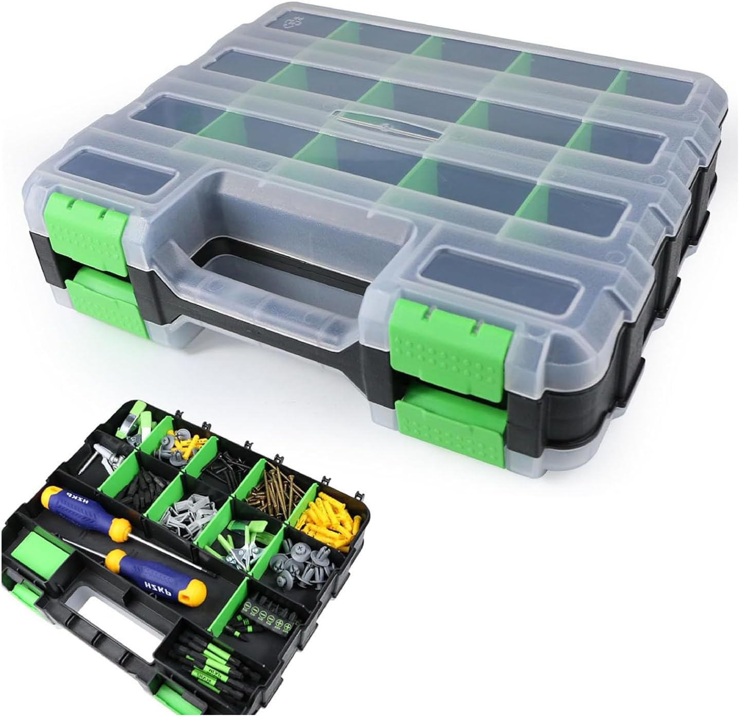 GENERIC Boîte à Outils, Organiseur Transparent à 34 Compartiments – Boîte à Outils Pour Petites Pièces, Boîte à Vis | Pour Atelier, Garage, Matériel De Maison, Boulons, écrous, Forets, Petites Pièces, Bijoux