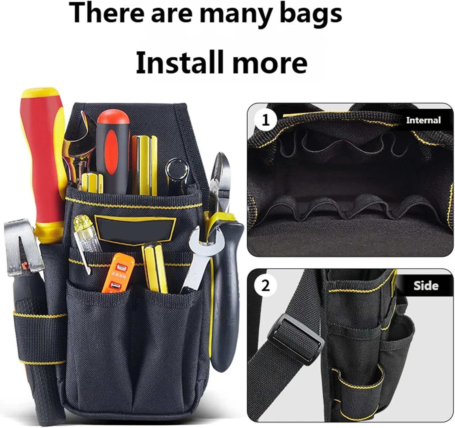  Porte-ceinture à Outils Professionnel Pour électricien, Sac En Nylon Durable Avec Plusieurs Poches Pour Une Organisation Facile, Sac Universitaire Durable