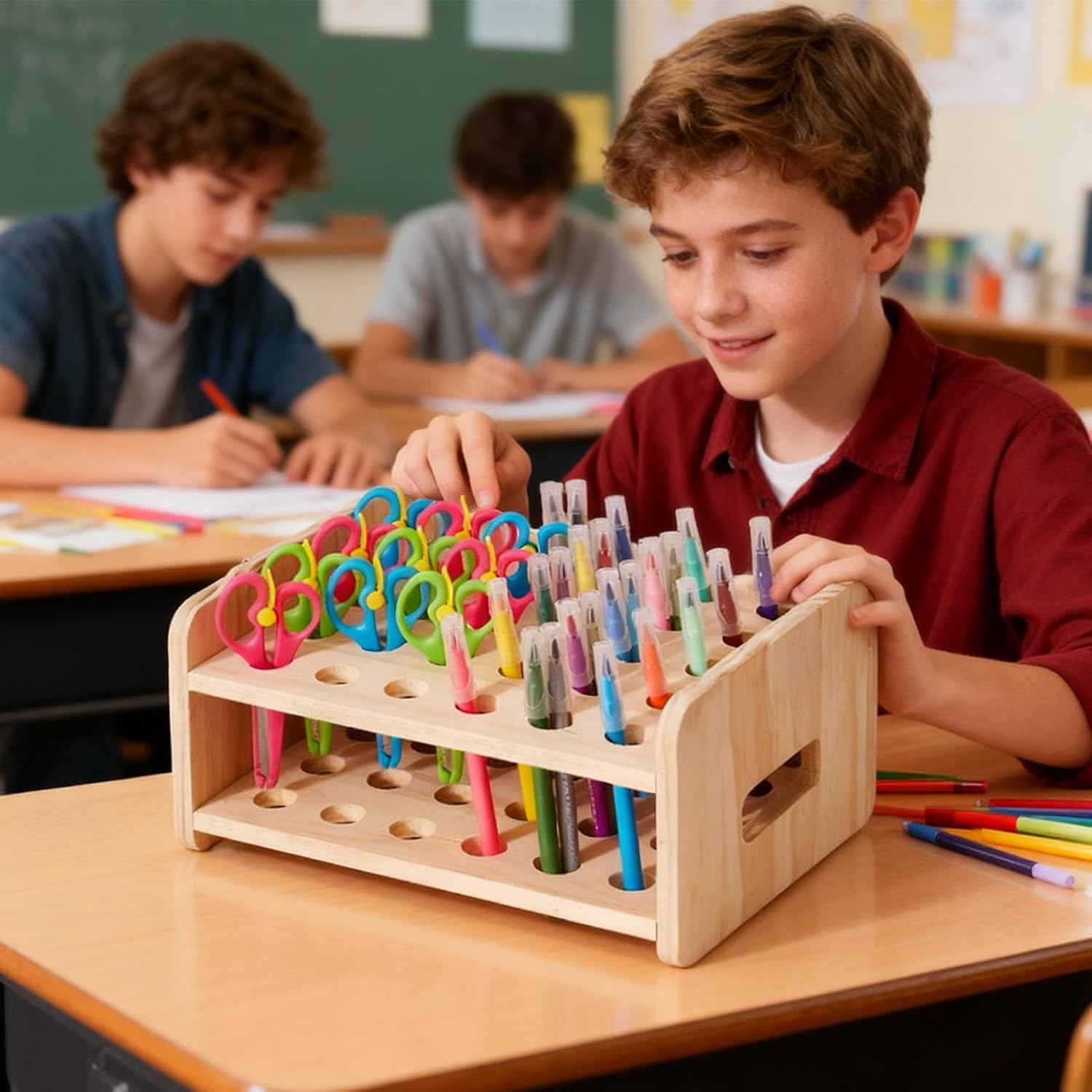 Genérico Étagère De Rangement Multi-usages, Support Organisateur De Ciseaux à 30 Emplacements, Brosse De Salon Professionnelle Et Support De Maquillage, Construction Robuste Pour Une Disposition De