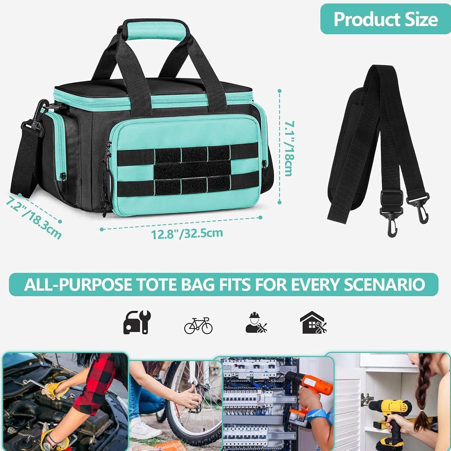  Sac à Outils Tote | Grand Conteneur De Rangement Portable En Oxford | Grand Sac à Outils - Pour Menuisier, électricien, Travail, Jardin, Dortoir, Université, Voyage, Construction Et Camping