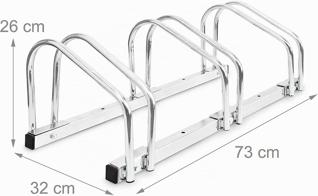  Relaxdays Râtelier Pour 3 Vélos Argent