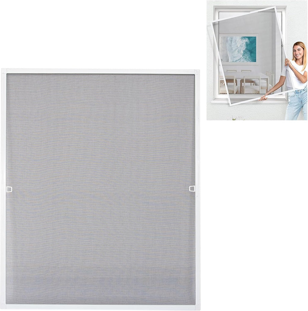  Amig - Moustiquaire Fixe Pour Fenêtre - 120 X 140 Cm - Cadre En Aluminium Blanc - Maille En Fibre De Verre Grise - Installation Avec Vis - Ventilation Avec Protection Contre Les Insectes - Mod. MF01