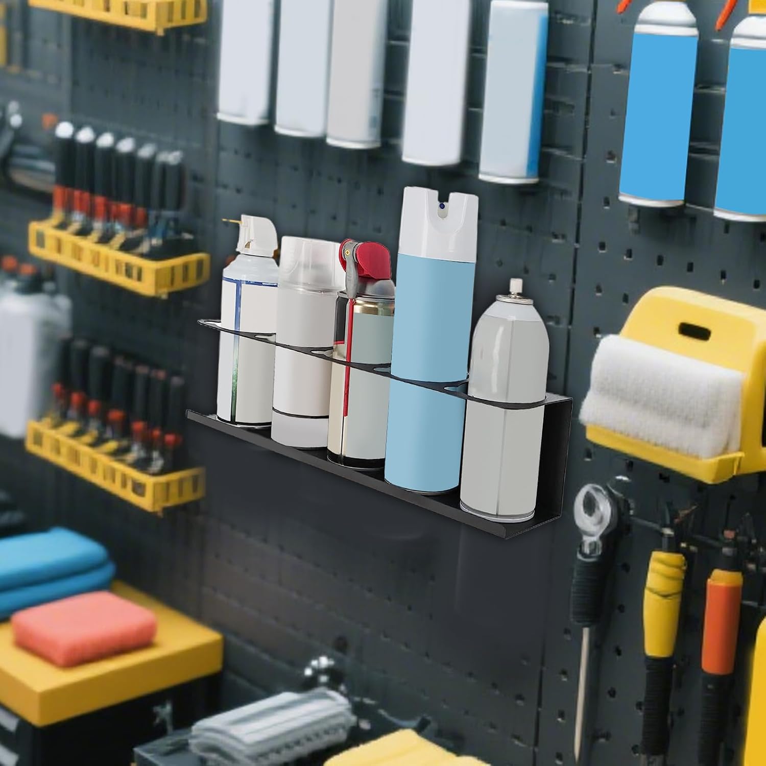 GENERIC Support Mural Pour Spray Adhésif, Organiseur De Rangement Avec Grande Capacité De Charge, Support Mural Avec Support Solide, Accessoire De Rangement D'atelier, Pour Usage Domestique