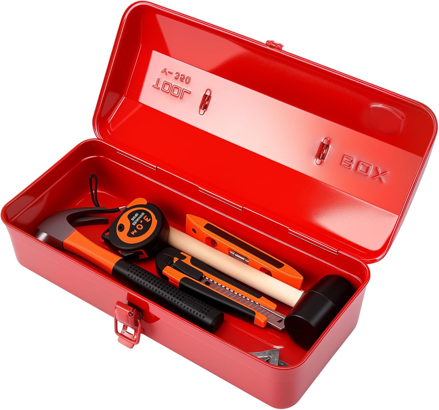  Grande Boîte De Rangement à Outils En Métal Avec Poignée Pour La Maison, Le Garage Et L'atelier, 37 × 16 × 12 Cm, Boîte à Outils Portable Avec Couvercle Verrouillable, Armoire De Rangement
