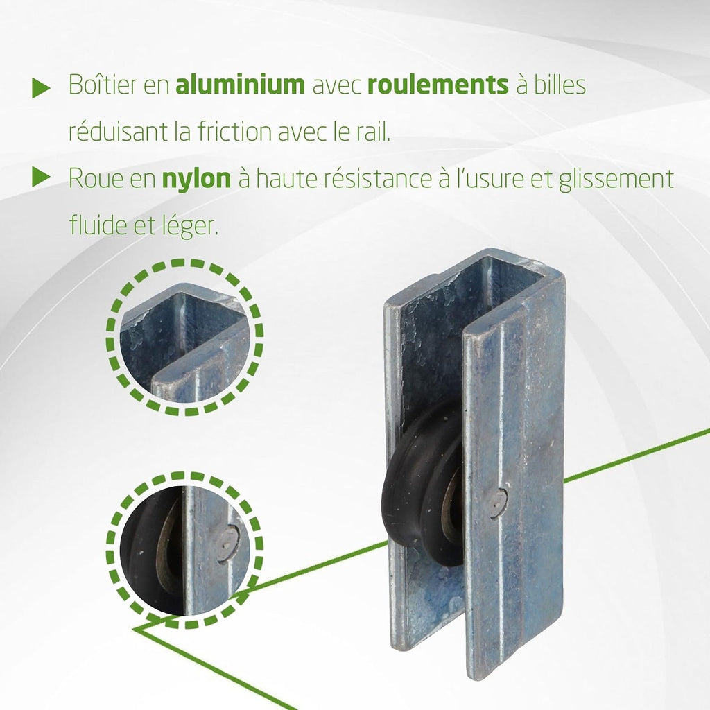  Amig - Roulement Fenêtre Coulissante | Lot De 2 Unités | Taille 39 X 16 Mm | Boîtier Métallique Et Roulement à Billes | Conçu Pour Les Fenêtres Coulissantes | Aluminium
