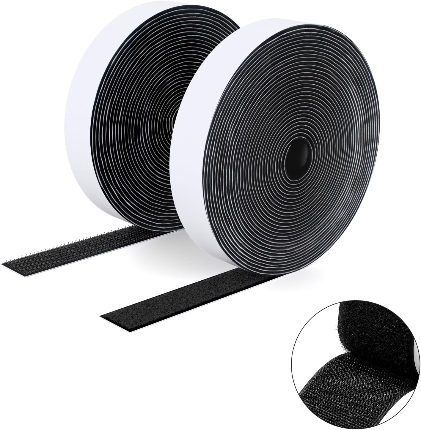  Double Sided Hook And Loop Tape, 20MM X 8M Self Adhesive Tape, Heavy Duty Tape, Interlocking Tape For Photo Frame, Mosquito Net, Carpet, DIY - White