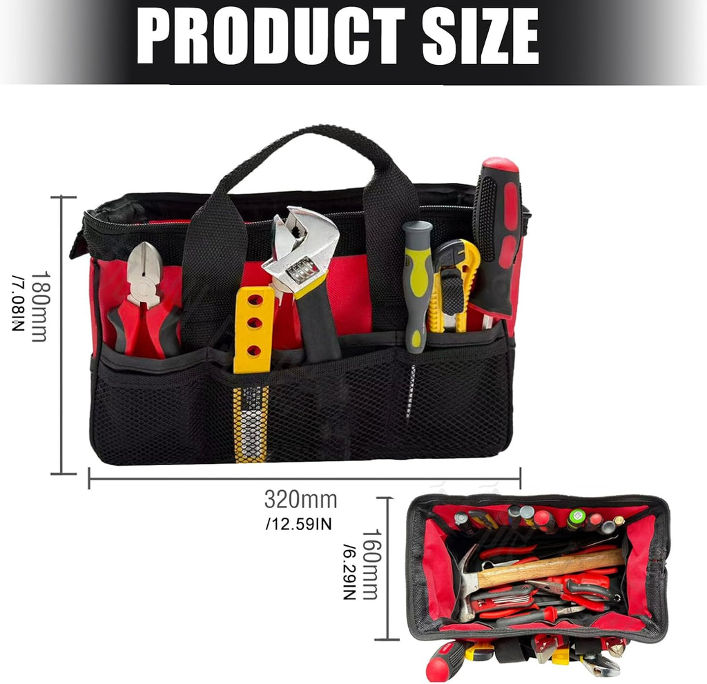  Sac De Rangement Pour Outils Industriels De Grande Capacité, Tissu Noir Renforcé, Bandoulière épaisse Pour Outils Professionnels